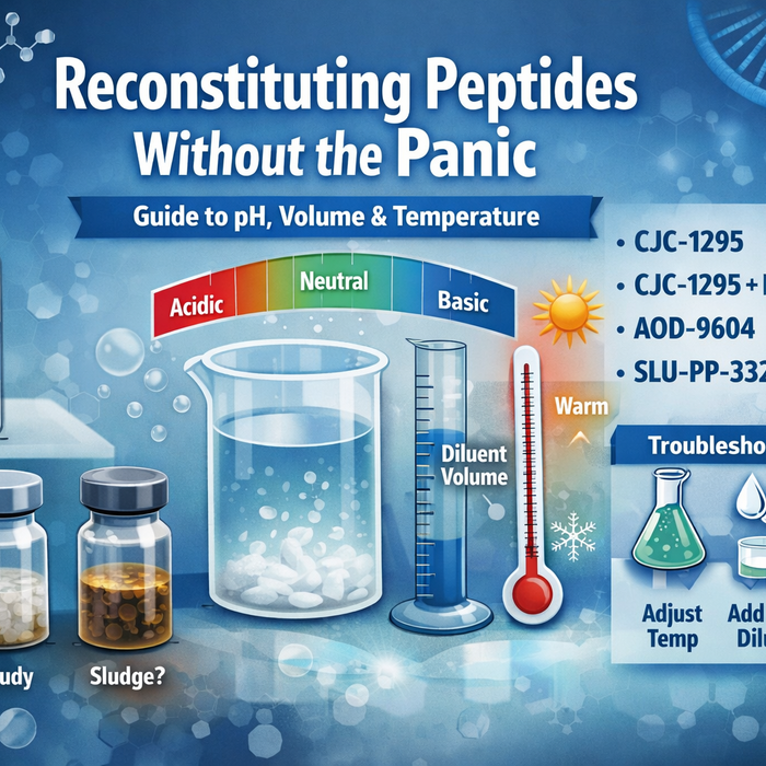 Cloudy Isn’t “Bad”: A Practical Reconstitution Guide to pH, Volume, and Temperature for Research Peptides