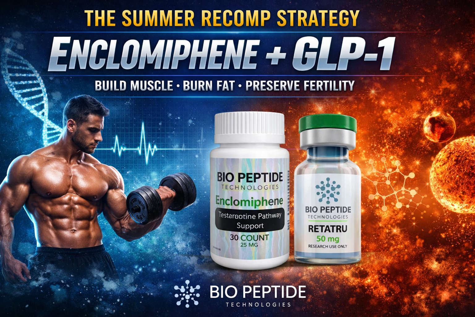 The Summer Recomp Stack: Why Enclomiphene + GLP-1 Is One of the Most Powerful Body Recomposition Strategies Available