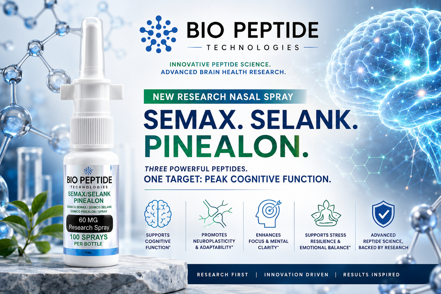 The Science Behind the Semax, Selank &amp; Pinealon Research Blend: Exploring Cognitive Peptide Research Through the Nose-to-Brain Pathway