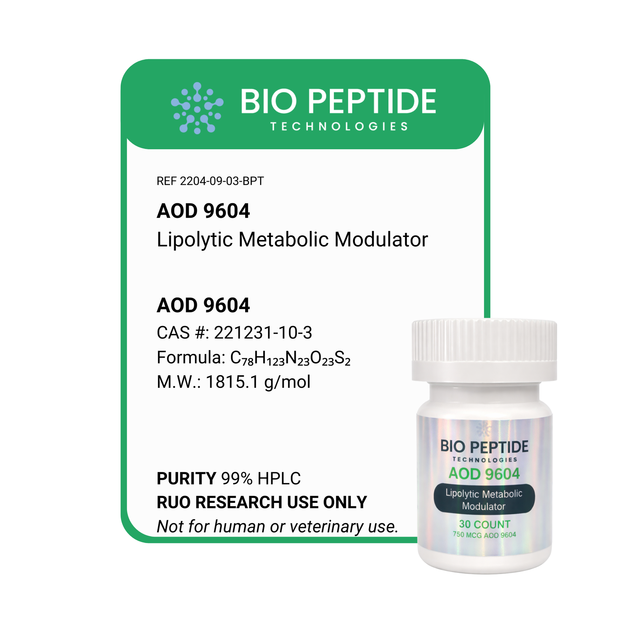 AOD 9604 Powder (750 MCG) — Biopeptitech